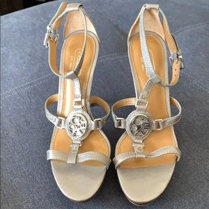 Silver, COACH, high heel sandals, New, Sz 6.5